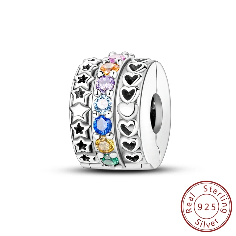 

Подвески, оригинальные стерлингового серебра 925, цветной циркон, сердце, фиксированная застежка, бусины, подходят для браслета, женские украшения, сделай сам, изысканный подарок, аксессуар