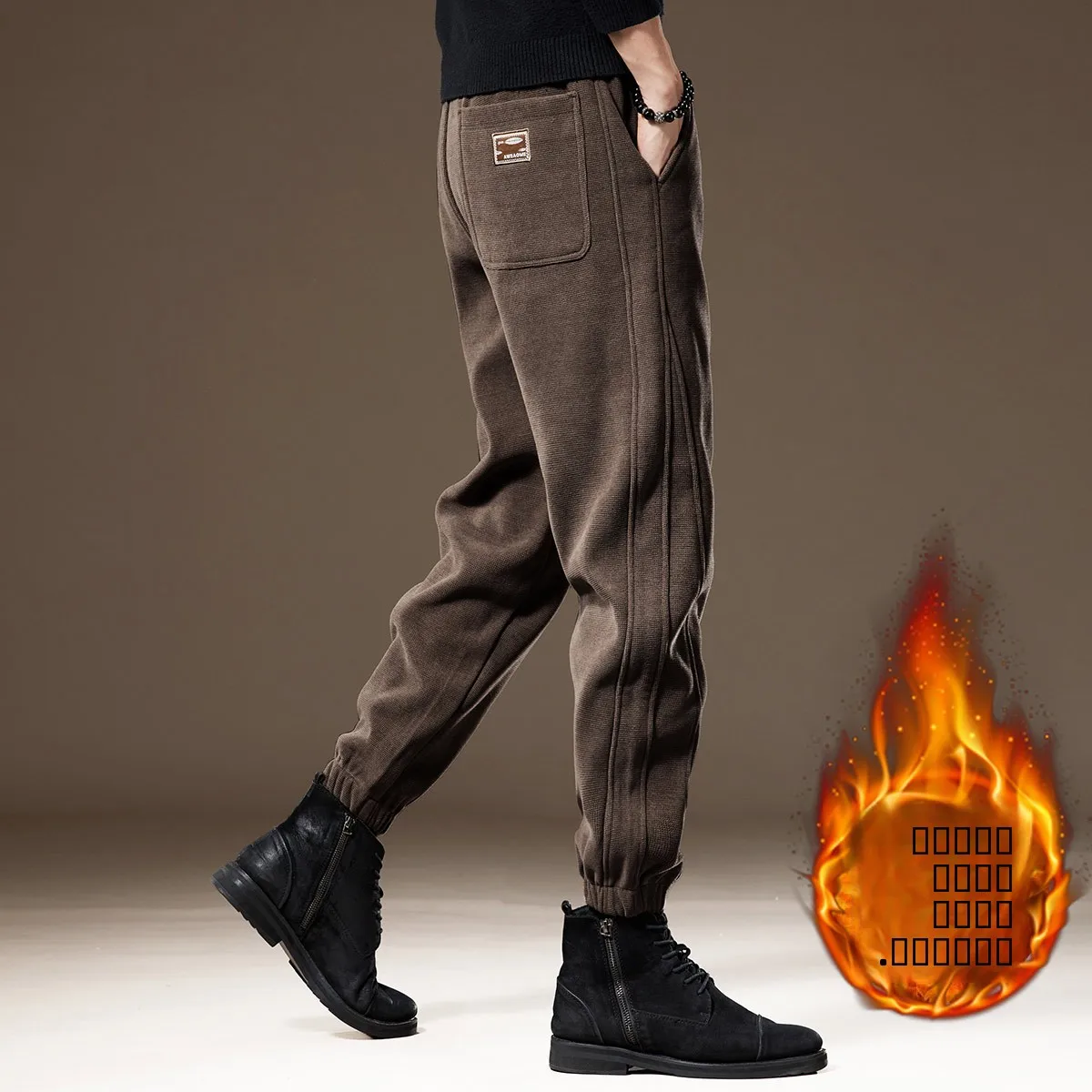 

High-End Fce-Lined Thiened Sports Casual Pants Men's Autumn Winter Loose Large Size Elastic Waist Cuffed Harlan Sweatpants