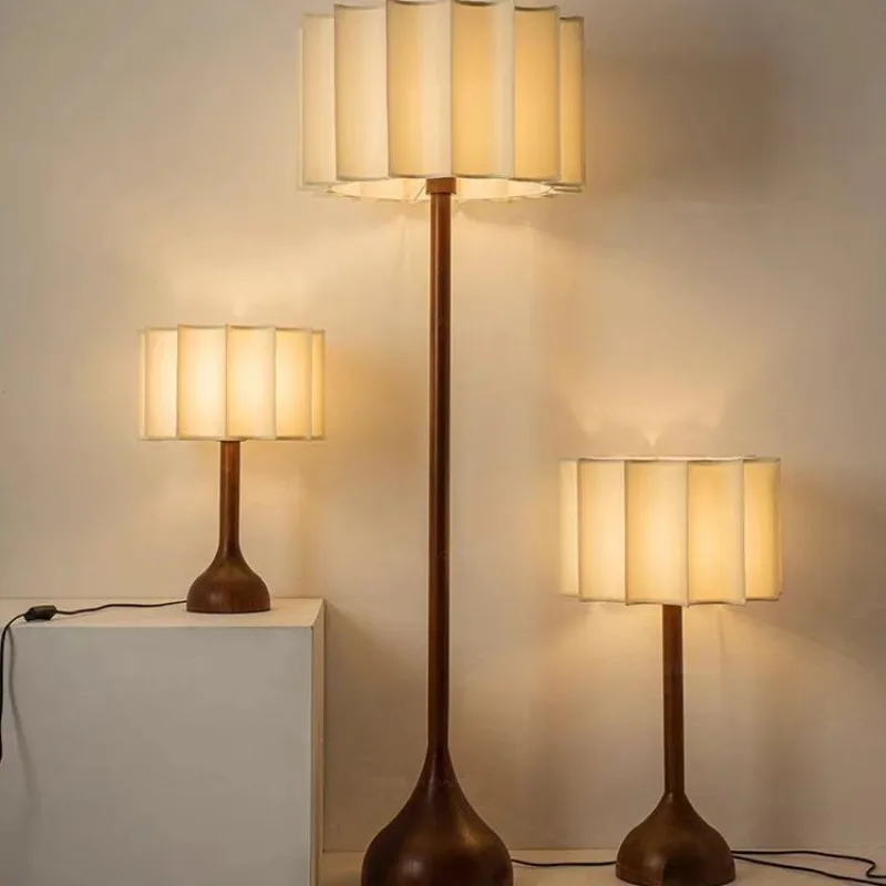 

New Chinese Wabi Sabi Wood Table Lamp Artisan Craft for Bedroom Study Tea Room Villa Room Decoration Light Floor Lamp LED