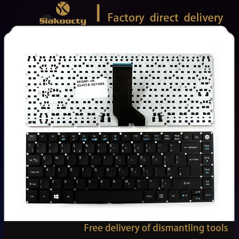 

Siakoocty for Acer Aspire E5-473 Black Windows 8 UK Layout Replacement Laptop Keyboard