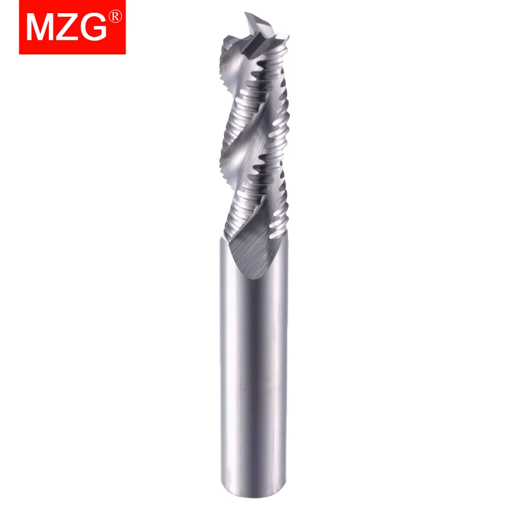 MZG-Fresa de extremo rugoso de corte, herramienta de carburo de acero de tungsteno, aluminio, latón, cortador de acero inoxidable, 4mm, 5mm, 6mm,