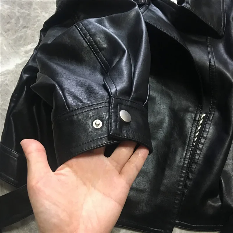 Blouson automne-hiver en similicuir PU femme, court et résistant, à la mode, pour moto