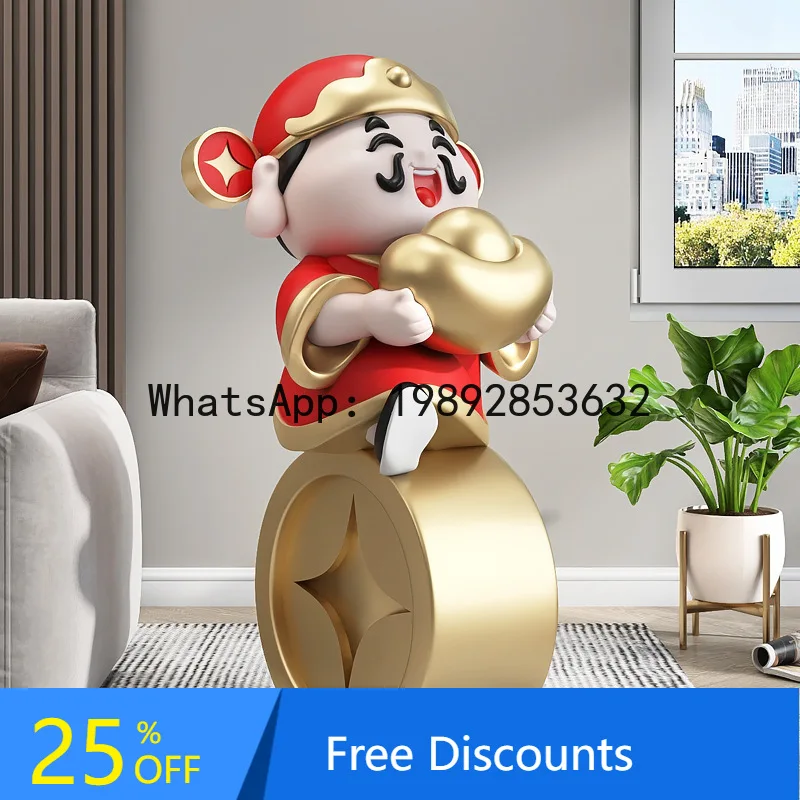 

CZ Wealth-Attracting Yuanbao God of Wealth Floor Ornament for Living Room Sofa Side Storefront Front Desk Housewarming Gift