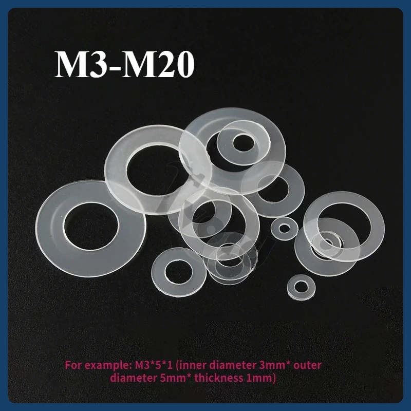 30/50/100pcs M3 M3.5 M4 M4 M5 M6 M8 M10 M14 M16 M18 M20 Plastic Nylon Flat Washer Plane Spacer Insulation Gasket Ring For Screw