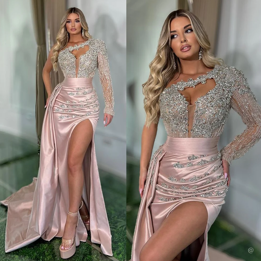 

Роскошное вечернее платье для выпускного бала с пайетками и аппликациями, женское, фасон «русалка», с вырезом «сердечко», сексуальное, с высоким разрезом, на заказ