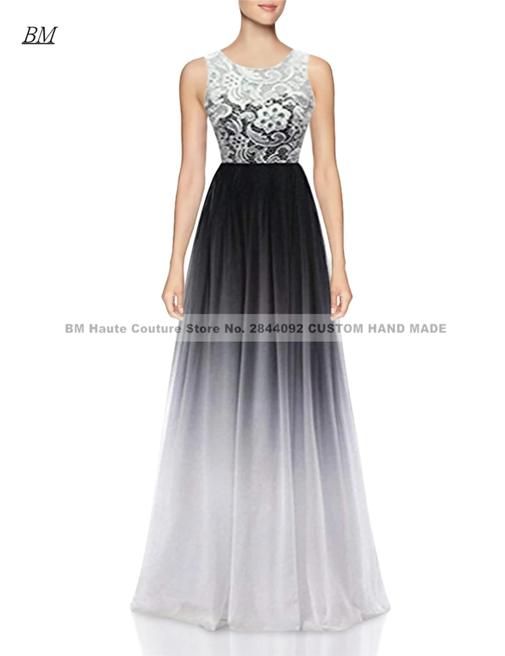 Robe De Soiree Kant Goedkope Applicaties Elegant Ombre Gradiënt Prom Dresses Kralen Lange Chiffon Avondjurk Bruidsmeisje Party Gown