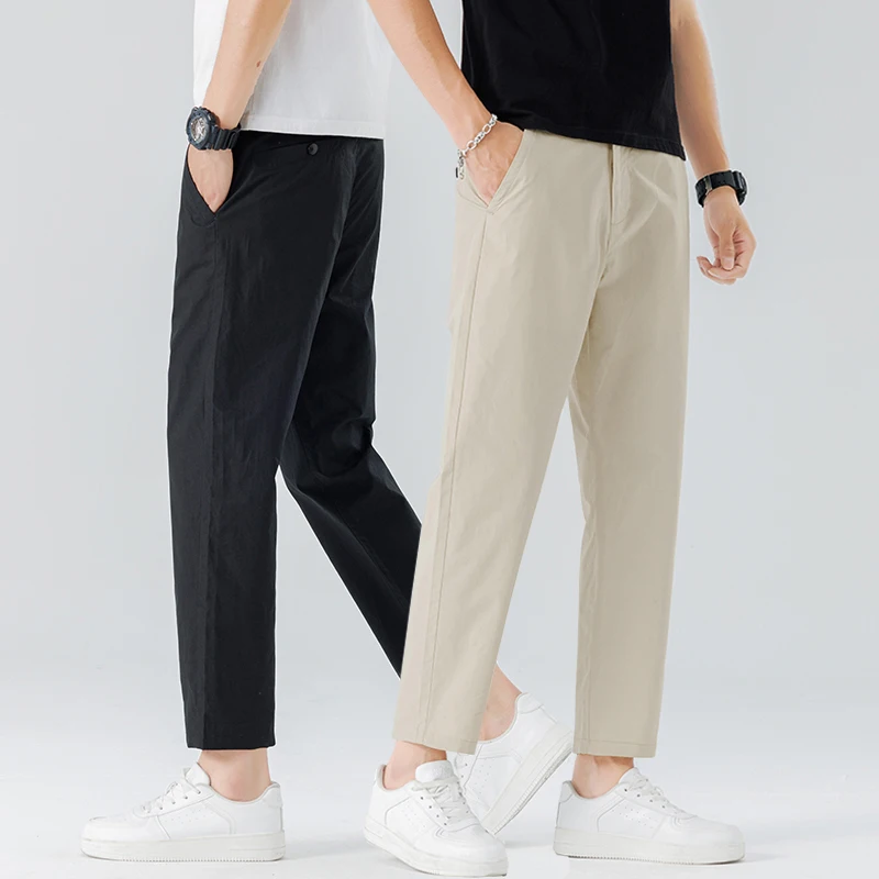 

Men's Casual Ankle Pants | Straight - Leg Design Colorways | Mid - Rise Waist | Ideal For Daily Wear Office & Weekend Outings