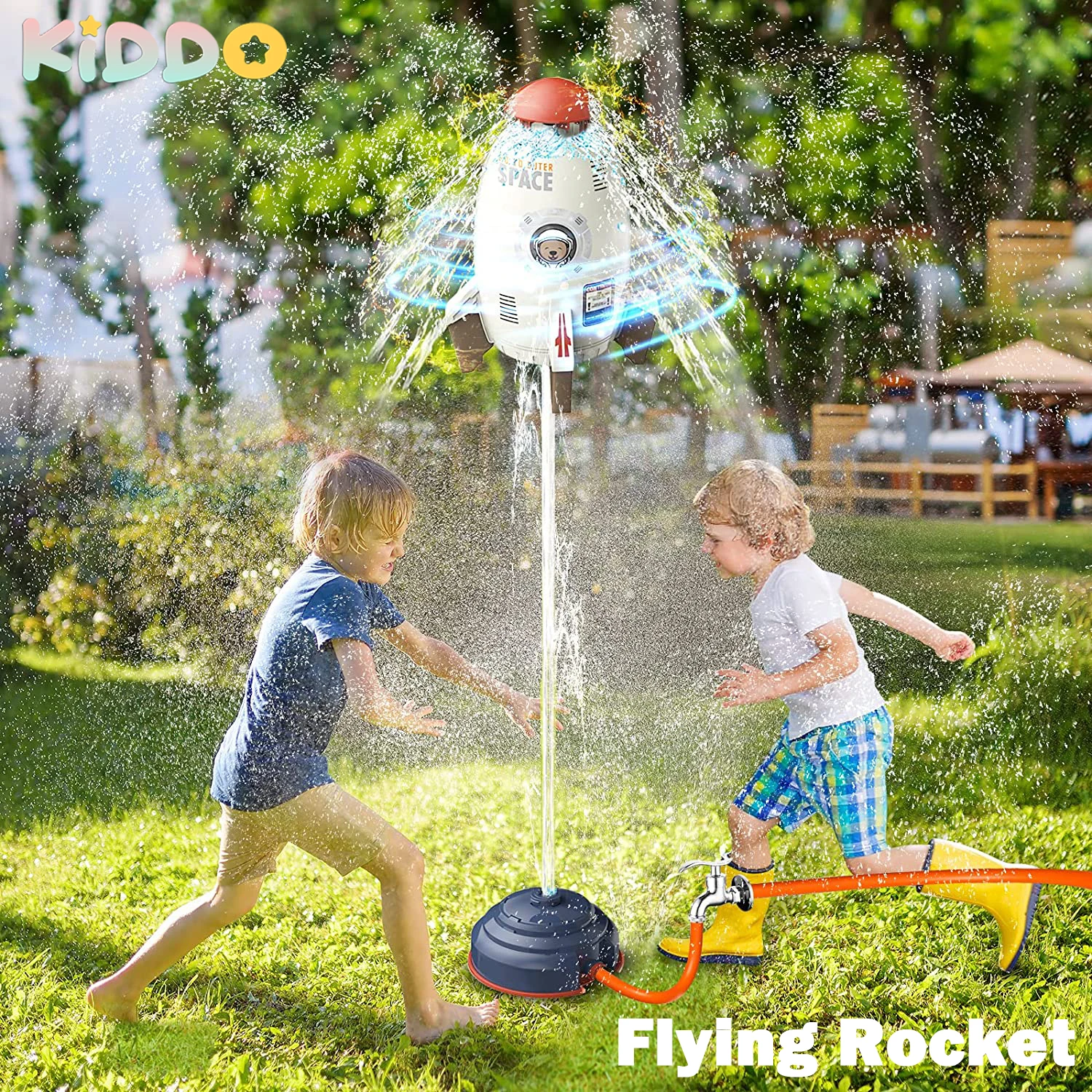 Space Jet Sprinkler Spinning Flying Splash Playing Water Toy Summer Outdoor Water Powered Launcher Kids Bath Toys STEM