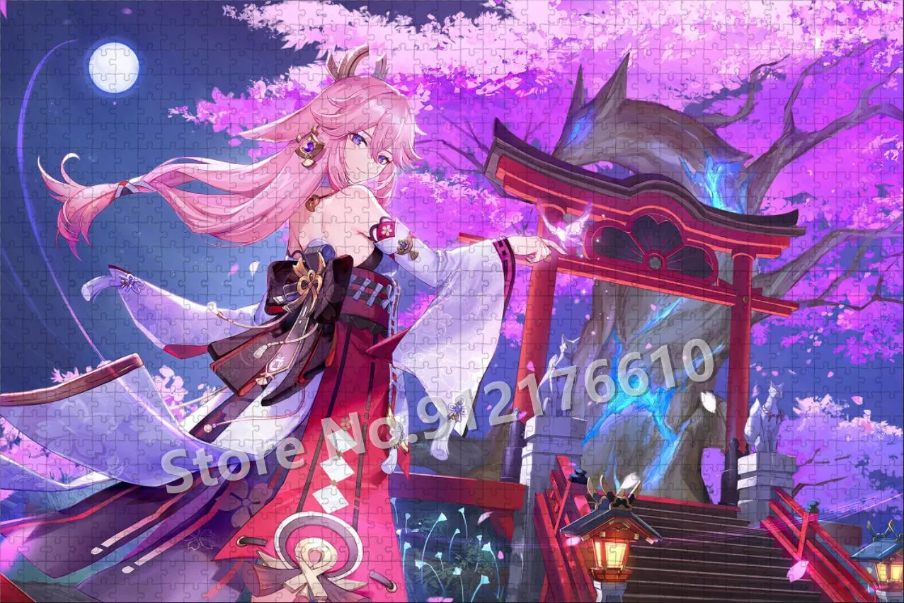 Genshin Impact 비디오 게임 지그 소 퍼즐 애니메이션 소녀 Mirei Lumine 압축 해제 교육 퍼즐 할로윈 크리스마스 선물