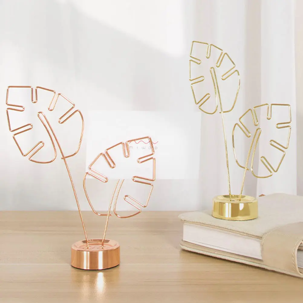 

1Pcs Chic Leaf Design Tabletop Photo Clip Desktop Memo Clamp Stainless Steel Picture Holder for Office Home Decor Craft Gift