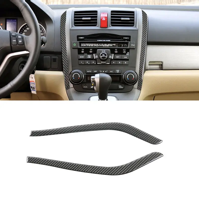 

Для Honda CRV 2007 2008 2009 2010 2011, углеродное волокно, салон автомобиля, центральное управление, кондиционер, боковая полоса, накладка, наклейка