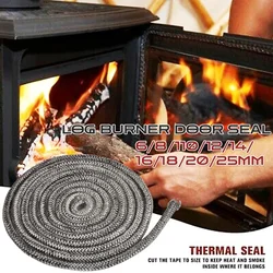 5m Wood Stove Gasket Fireplace Sealing Rope Fireproof Fiberglass Wood Stove Door Gasket Log Burner Door Seal for Chimneys Boiler