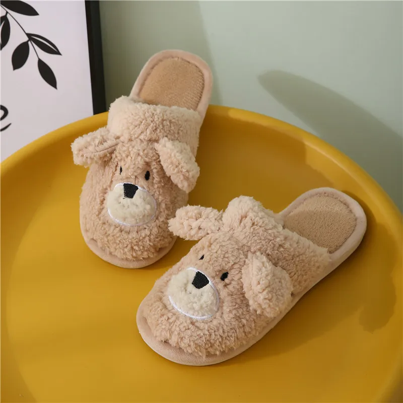 

Cute Cotton Slippers Men's Cartoon Bear Slippers Home Warmth Couple Indoor Winter Men's Home Slippers