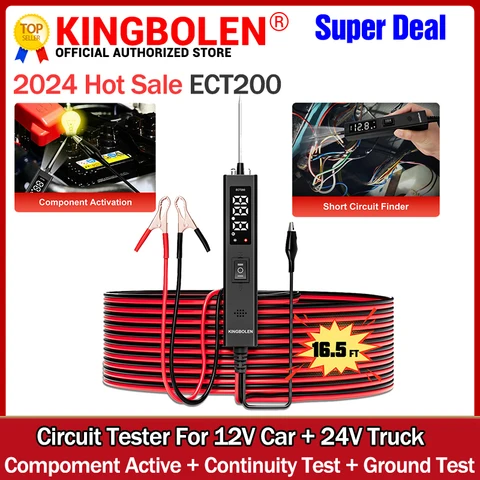 KINGBOLEN ECT200 Автомобильный тестер цепей, датчик мощности 12 В 24 В, автомобильный диагностический инструмент, встроенный сканер электрического напряжения