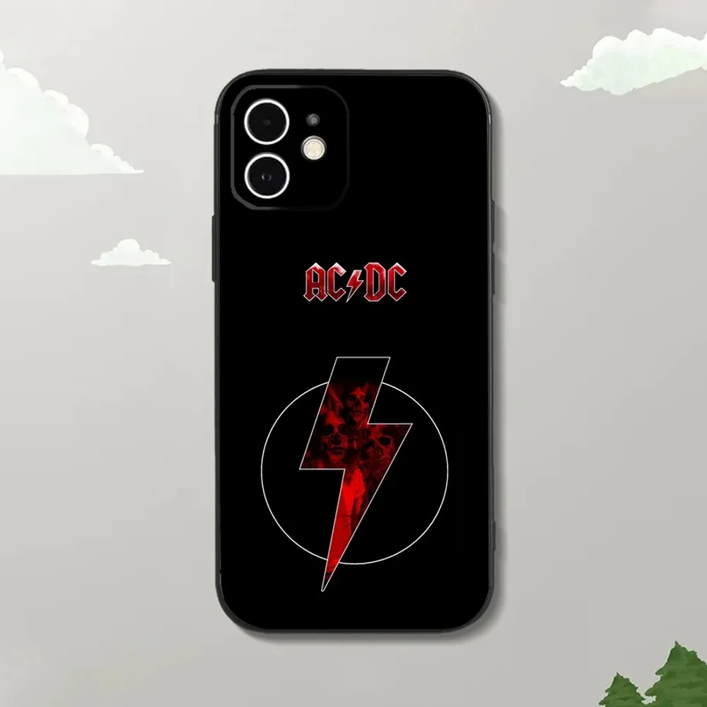 Music Band-A-ACDC-S Phone Case For iPhone15,14,13,12 Mini 11 Pro XR,X,XS,MAX 7,8 Plus Silicone Cover Soft Black