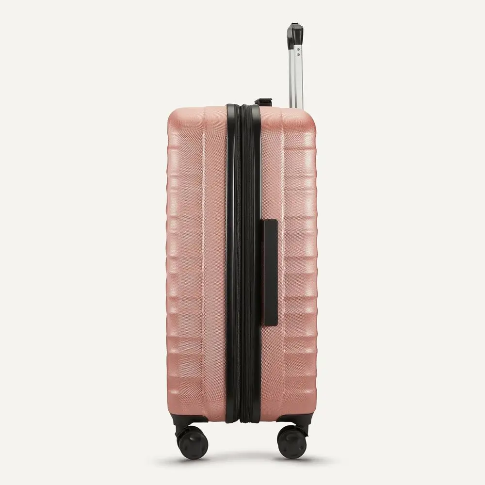 Expandable Hardshell Luggage Set - 3 Sizes: 21, 26, 30 with Wheels, Scratch-Resistant, Rose Gold