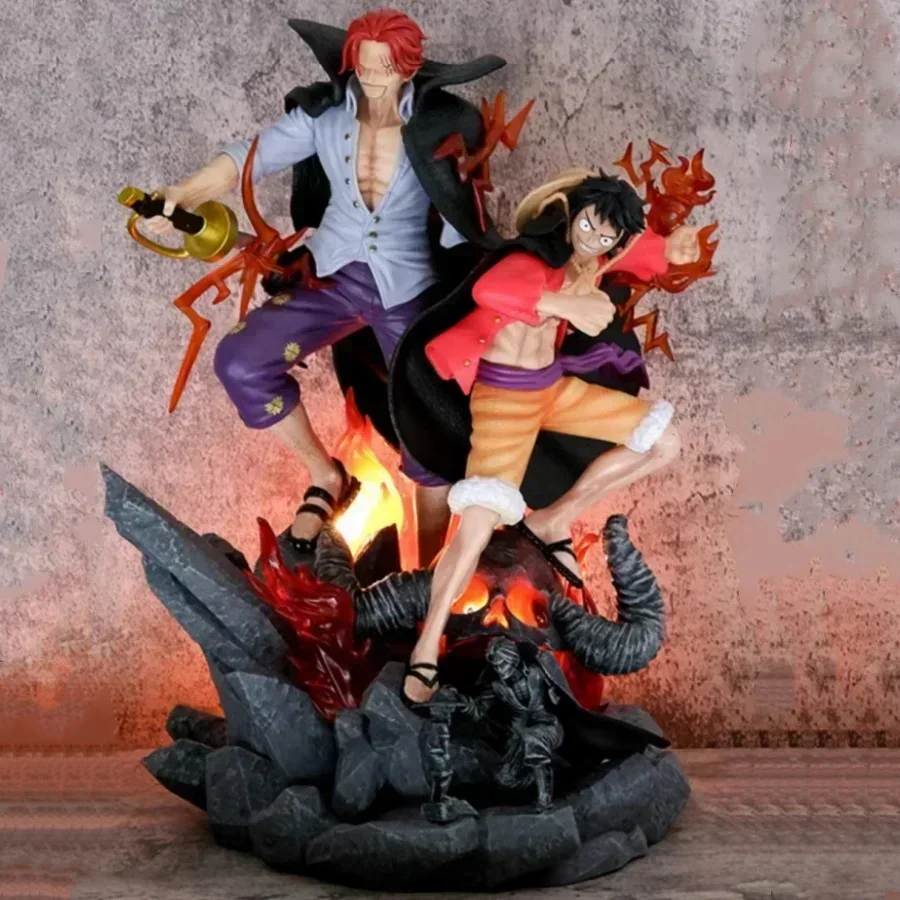 One Piece Gk Inheritance And Bonds Luffy Red Hair Shanks Luminous Figures Statue Animation Peripherals Model Ornaments Toys Gift