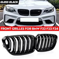 Para BMW Serie 2 F22 F23 F87 M2 rejillas de parachoques delantero de coche parrilla de carreras de riñón rejilla de doble listón negro brillante 2014-2018