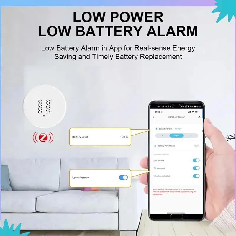 ABZW Tuya Zigbee Smart Vibration Sensor Tilt Detector Home Security Protection Smart Life App Real-Time Monitor Alarm