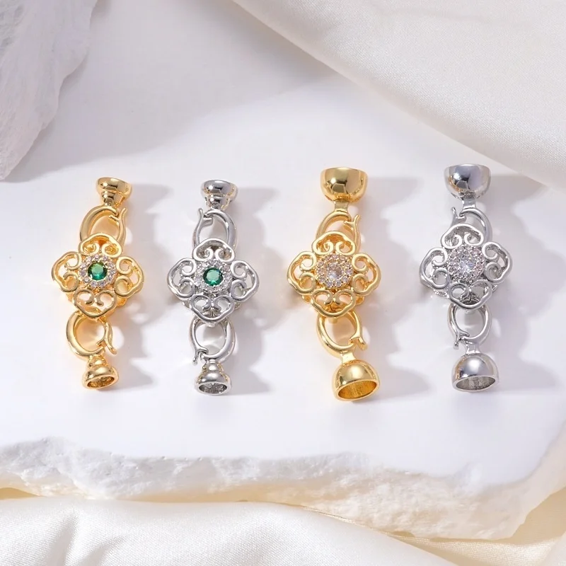 

1 Piece Copper Gold-plated Zircon Women's Pearl Necklace Connection Buckle Accessories DIY Jewelry Making Materials Wholesale