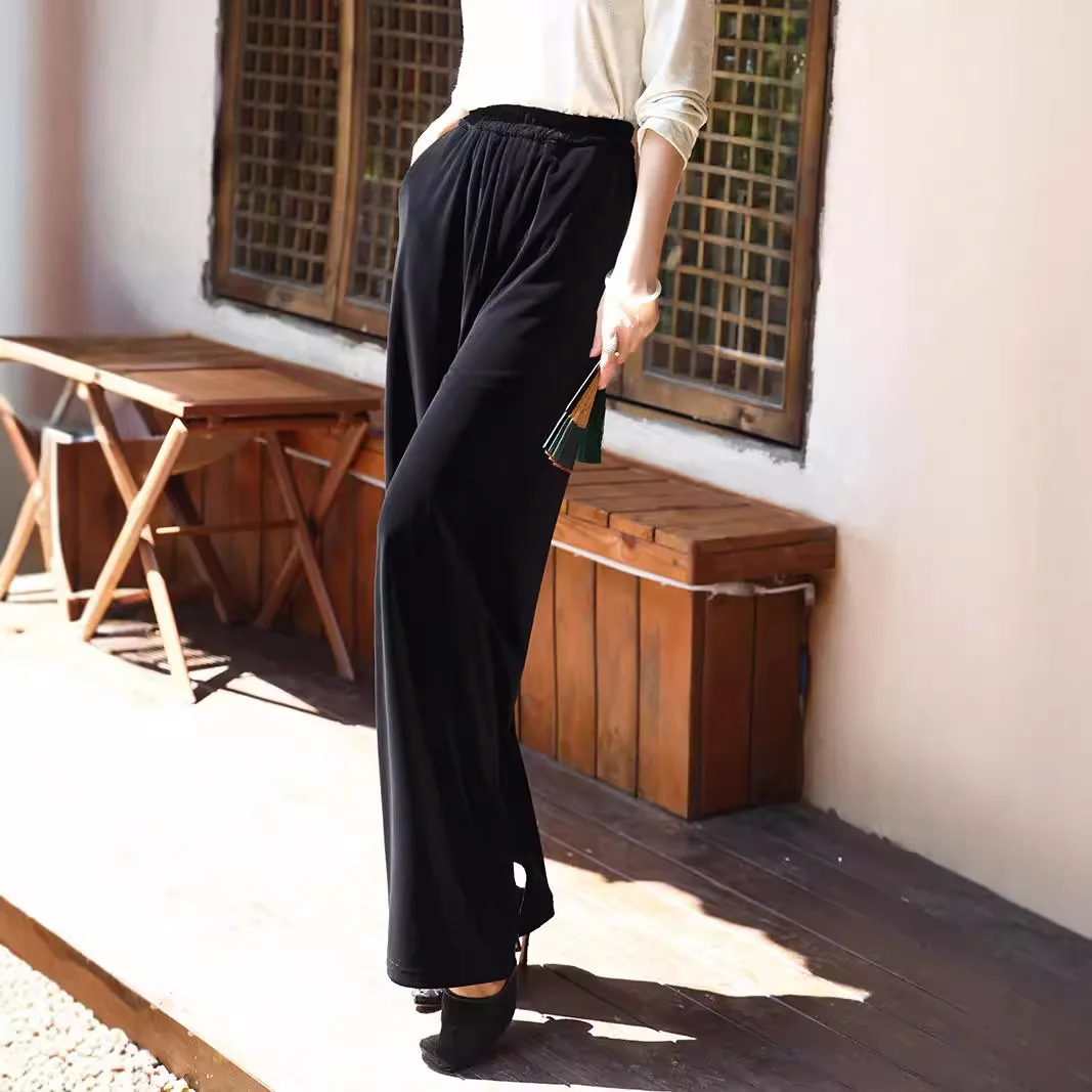 

Velvet Versatile High Waist Skinny Wide Leg Pants Chinese Style Retro Pants Women's Fashion Casual Simple Temperament Elegant Va