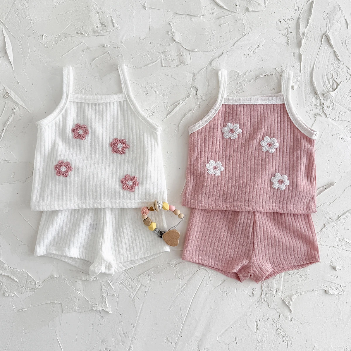 New Baby Girls Clothes Summer Lovely Flower Towel Embroidery Vest Shirt Tops+Sports Shorts Toddler Casual Outfits 2Pcs/Sets