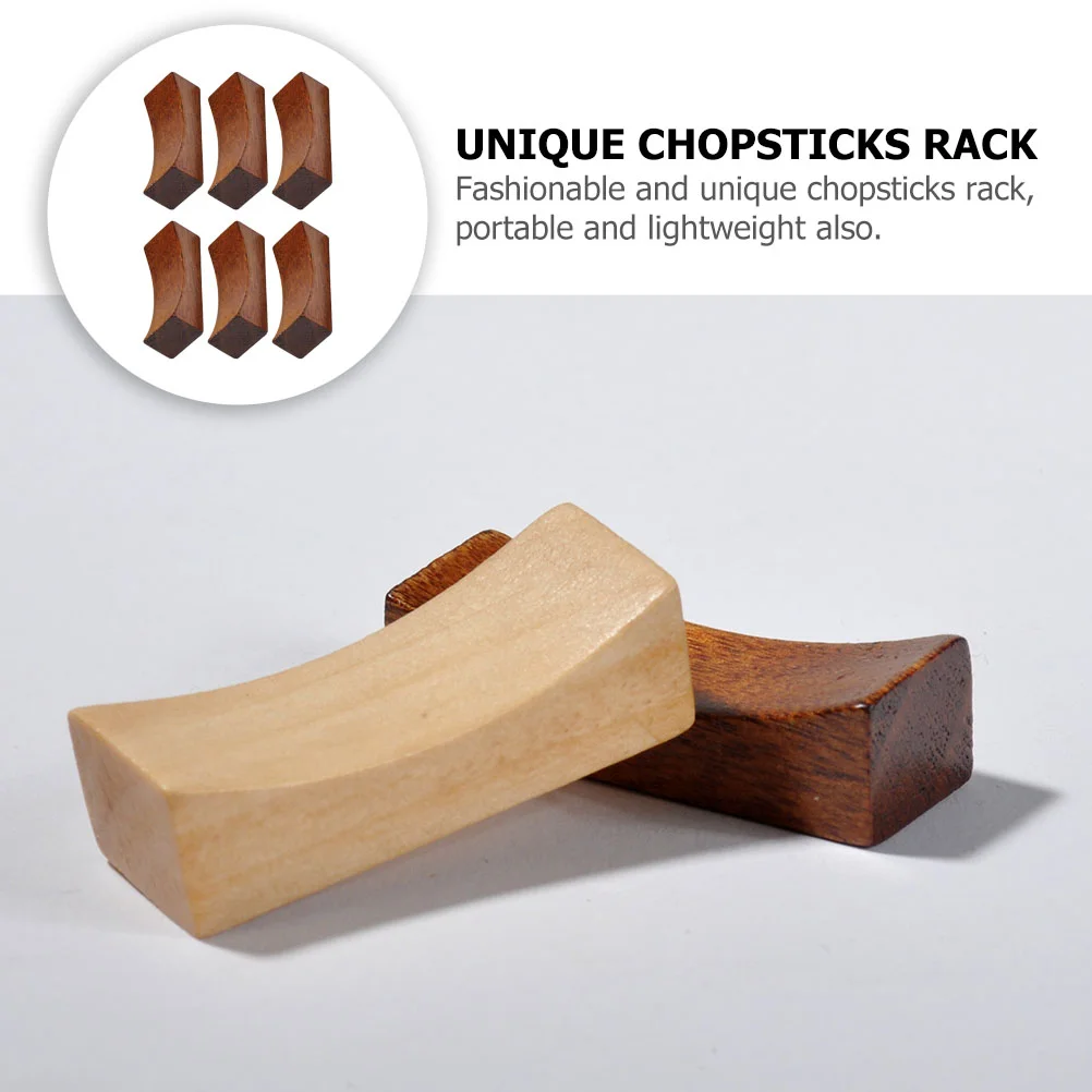 12 Pcs Simple Single Concave Chopstick Rest Wood Kitchen Utensils Chopsticks Stand Wooden