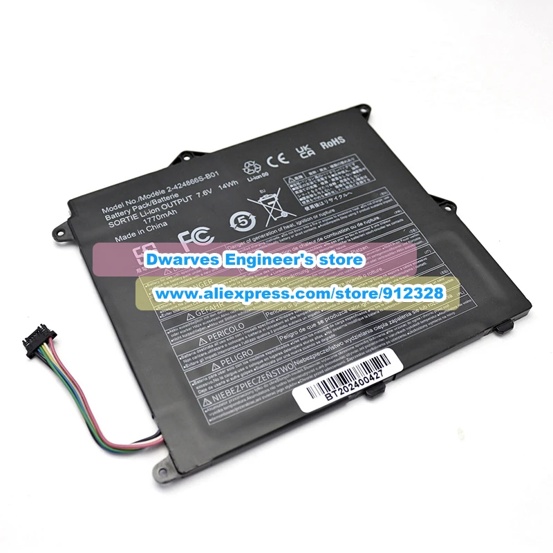 Imagem -03 - Bateria Li-ion Recarregável para Panasonic Substituição para Cf-xz6 Series Laptop 1770mah 14wh Novo 2424866s-b01 7.6v