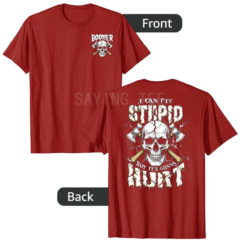Boomer I Can Fix Stupid But It's Gonna Hurt T-Shirt Y2k Herrenmode Skelett Papa Grafik Spruch T-Shirt Ehemann Cooles Neuheitsgeschenk – Detail 7