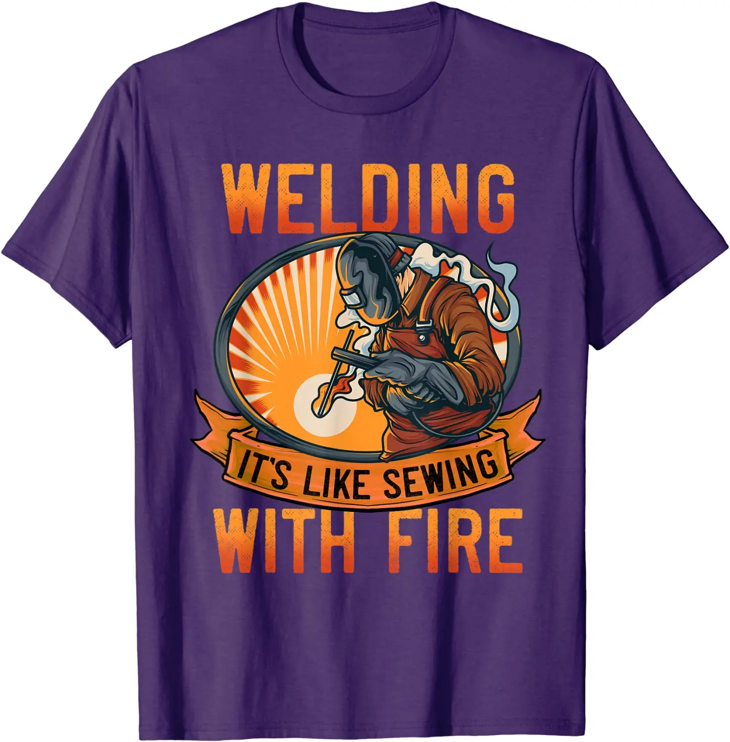 Funny Welder Shirts Men Welding It\'s Like Sewing With Fire T-Shirt Print T Shirt Prevalent Tops & Tees Cotton Men Leisure