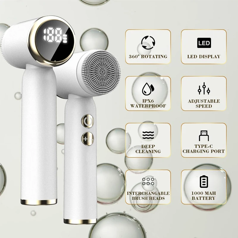 جهاز محمول للعناية بالبشرة مقاوم للماء، متعدد الوظائف، منظف للوجه، مجموعة فرشاة تنظيف الوجه 6 في 1، مدلك فرشاة تنظيف الوجه #6