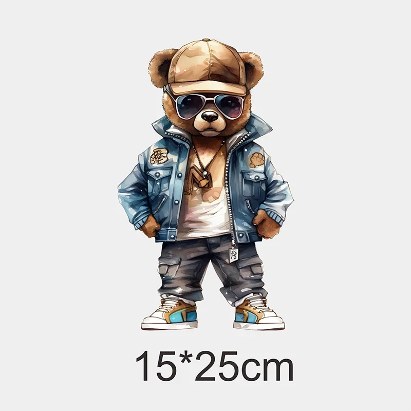 Iron coat patch color bear cartoon casual men\'s T-shirt hoodie DIY jacket patch DTF sticker washable