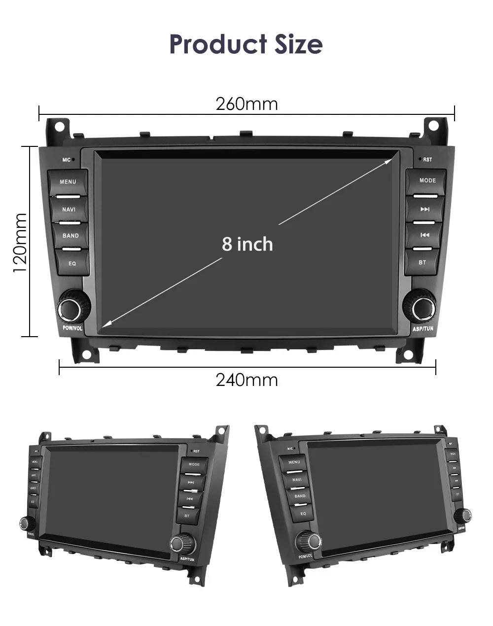 Hizpo 8" 2din Carplay Screen for Mercedes-Benz C-class W203 CLC CLK W209 Android 12 Car Multimedia Player GPS Navi RDS BT DSP 4G images - 6