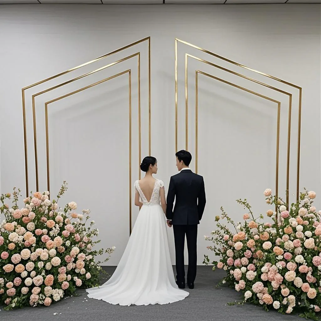 

2 PCS Iron Wedding Backdrop Arch Stand Background Metal Shiny Gold Plating Outdoor Flowers Door Shelf Frame Party Decoration