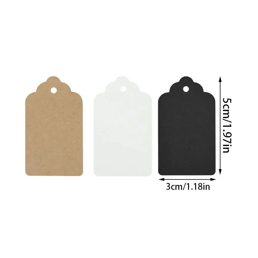 100pcs Blank Paper Hang Tags, Scallop Top Label Cards, Tags for Present Decor, Handmade Craft and Merchandise Marking XJM