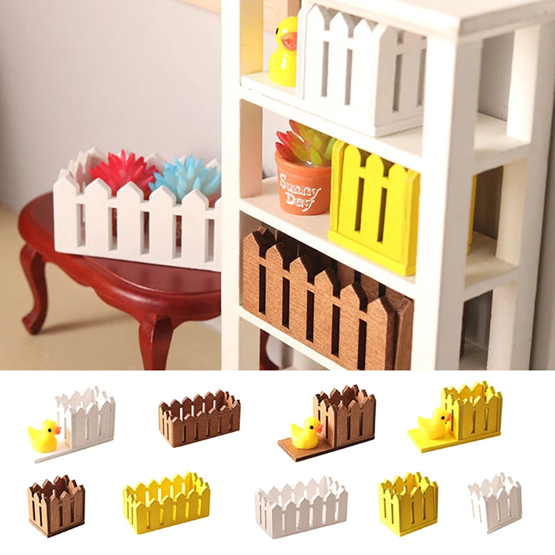 1:12 Dollhouse Miniature Garden Fence Wooden Flower Basket Storage Basket Model Doll House Home Garden Scene Decor Accessories