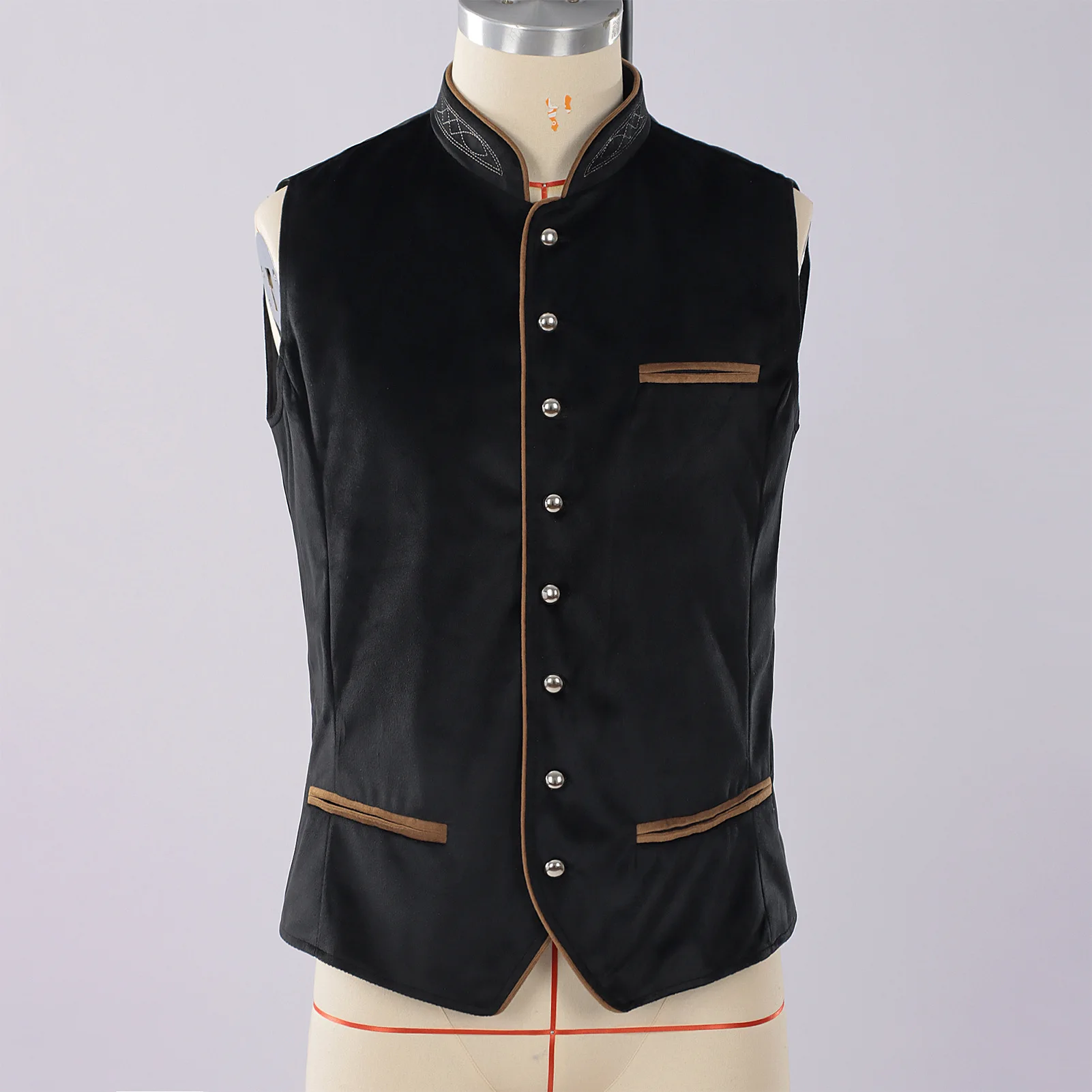 Munich Oktoberfest-Style Vest Stage Costume Fashionable Stand-Up Collar Vest for Halloween Bar Parties and Adult Wear for Unisex view 6