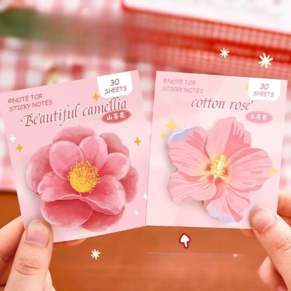 Self Adhesive Floral Sticky Notes Repositionable Cherry Blossom Shape Flower Adhesive Memo Pads Decorative Cute Style