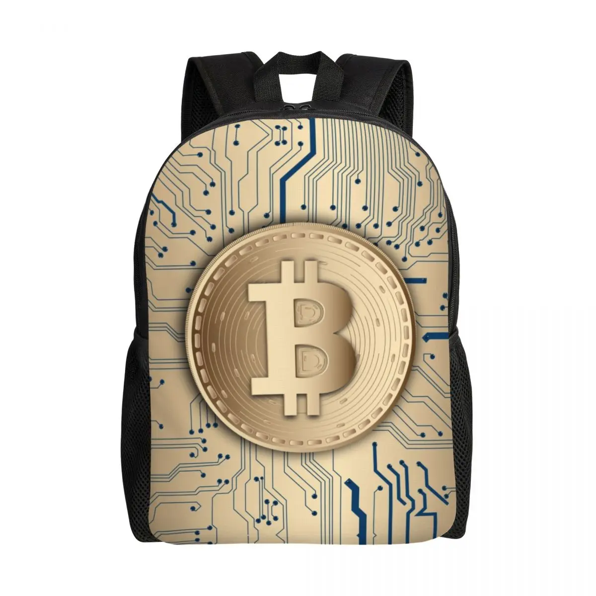 Bitcoin CPU Circuit Board Backpack School College Student Bookbag Fits 15 Inch Laptop Cryptocurrency Blockchain Geek Bags