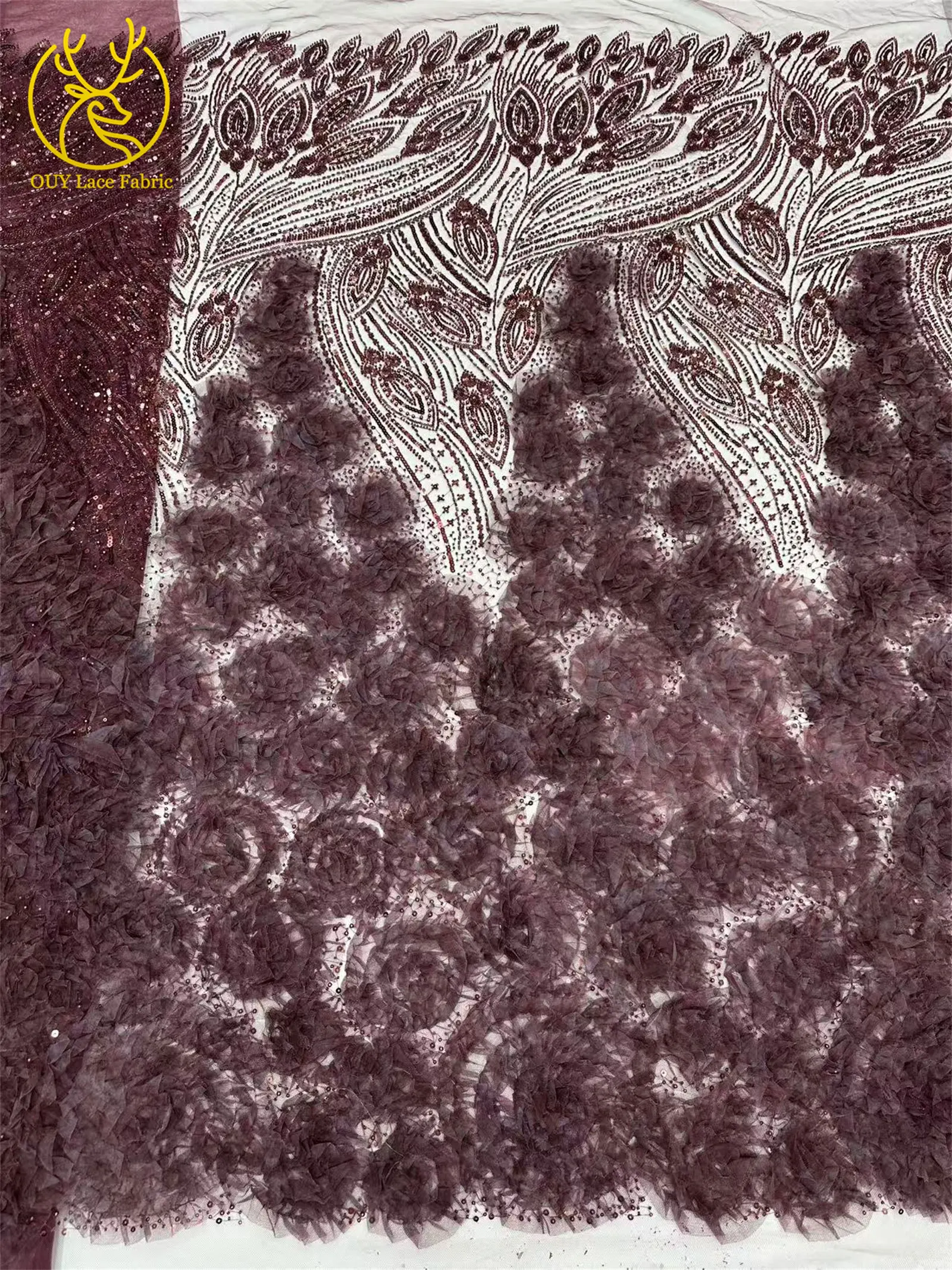 3D-grüner französischer Pailletten-Spitzenstoff mit Blumenmuster, 2026, hochwertiger afrikanischer Perlen-Spitzenstoff, ideal für Partykleider und Hochzeitskleider – Detail 16
