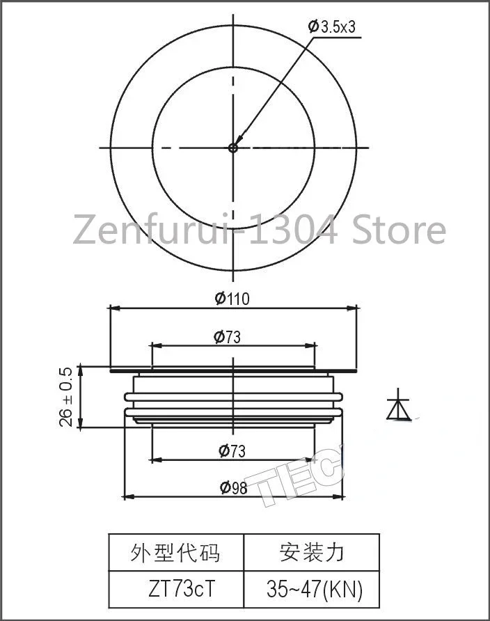 Techsem Y76kkg Kk2500a 3000v-2800v Medium Frequency Furnace Fast Silicon Controlled Rectifier