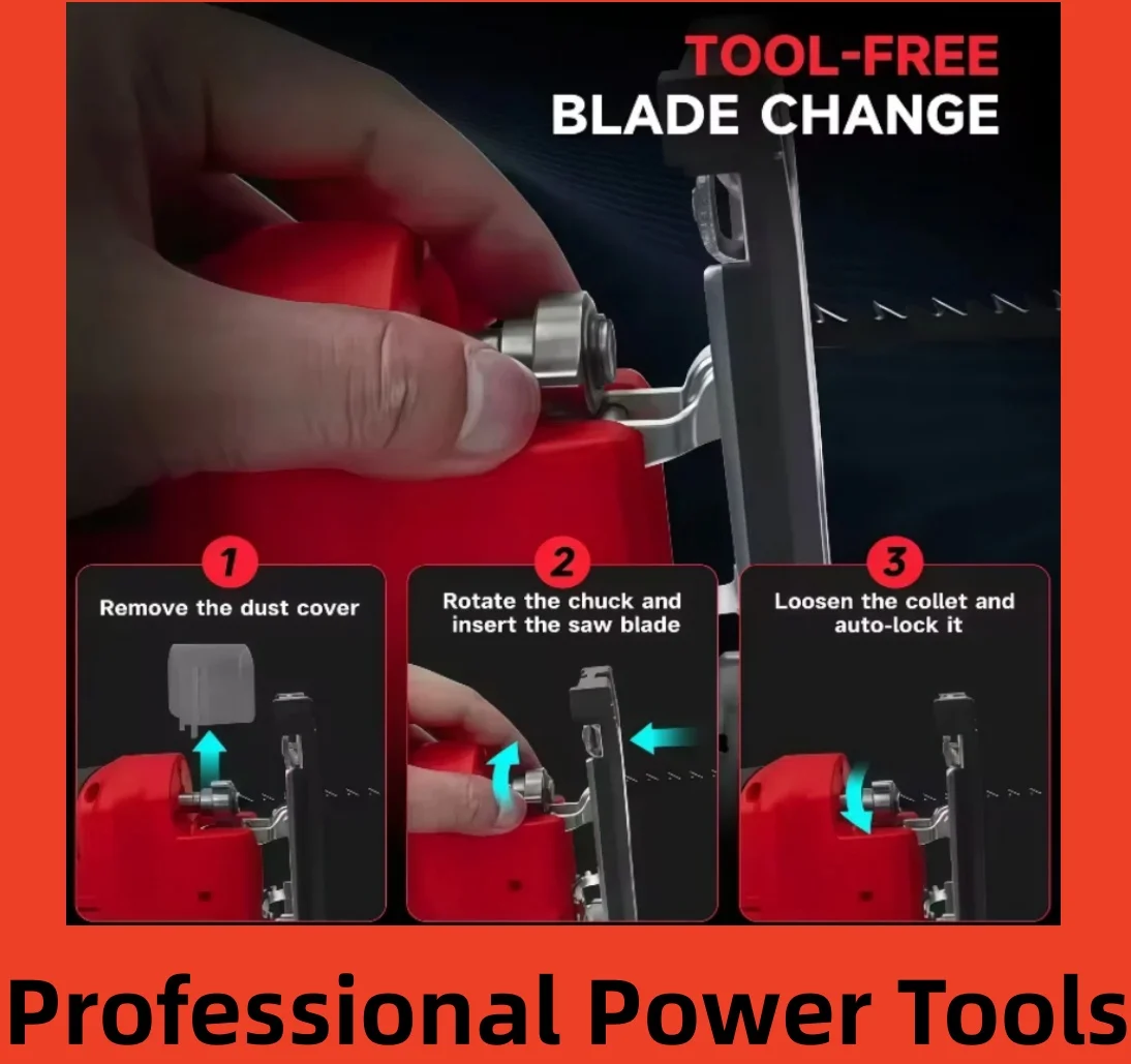 3000RPM Brushless Curve Saw Cordless Electric Jig Saw Portable Adjustable Woodworking Power Tool for Milwaukee 18V battery