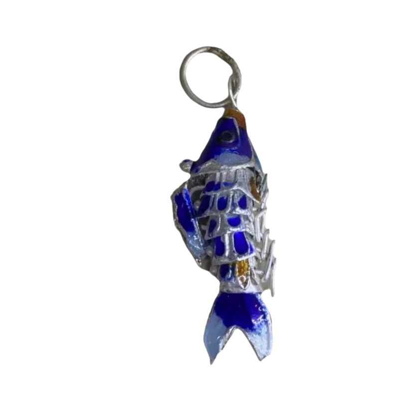 

5pcs Handmade Blue Silver Fish Charms for Jewelry Making Cloisonne Enamel Animal Goldfish Accessories DIY Earrings Necklace