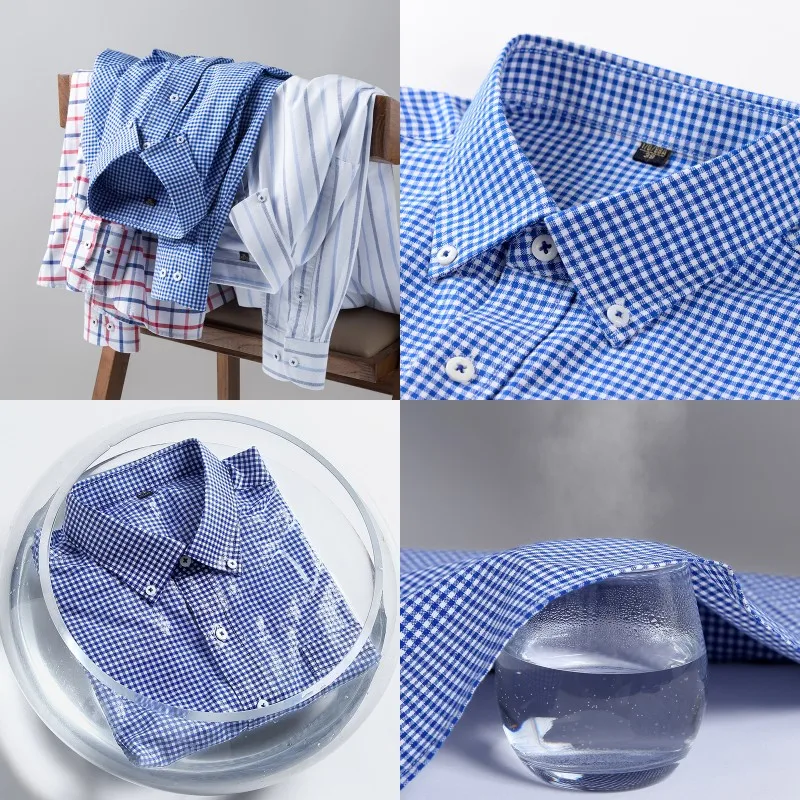 Nova Primavera Outono Camisas dos homens de Algodão de Alta Qualidade Negócios Casual Botão Lapela Camisa de Manga Longa Respirável Oxford Trabalho Camisa