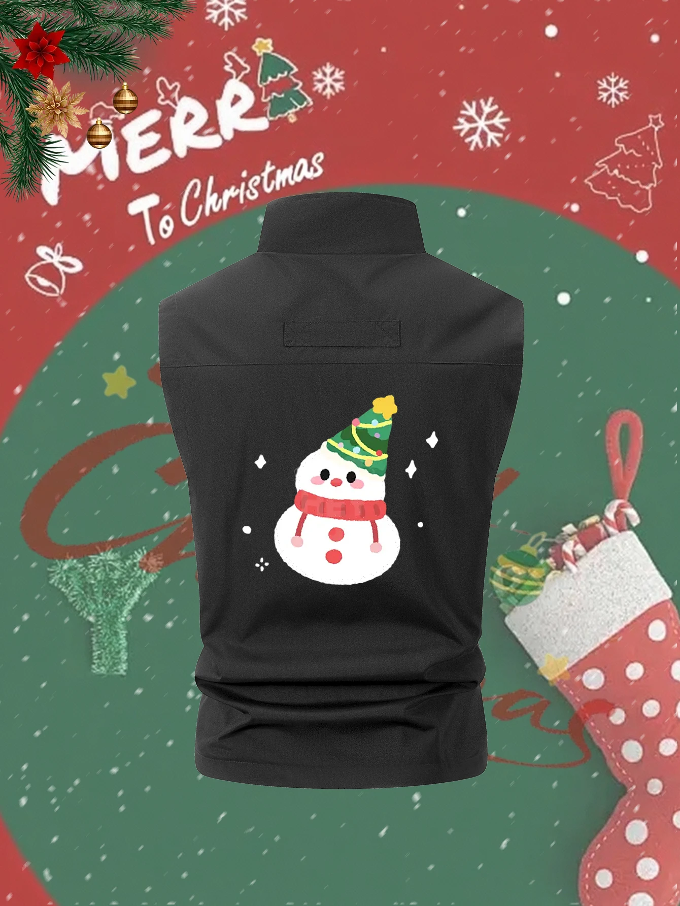 سترة بدون أكمام رياضية لعيد الميلاد للرجال - سحاب وياقة واقفة للرياضات الخارجية والملابس اليومية الدافئة كاجوال للجري واللياقة البدنية