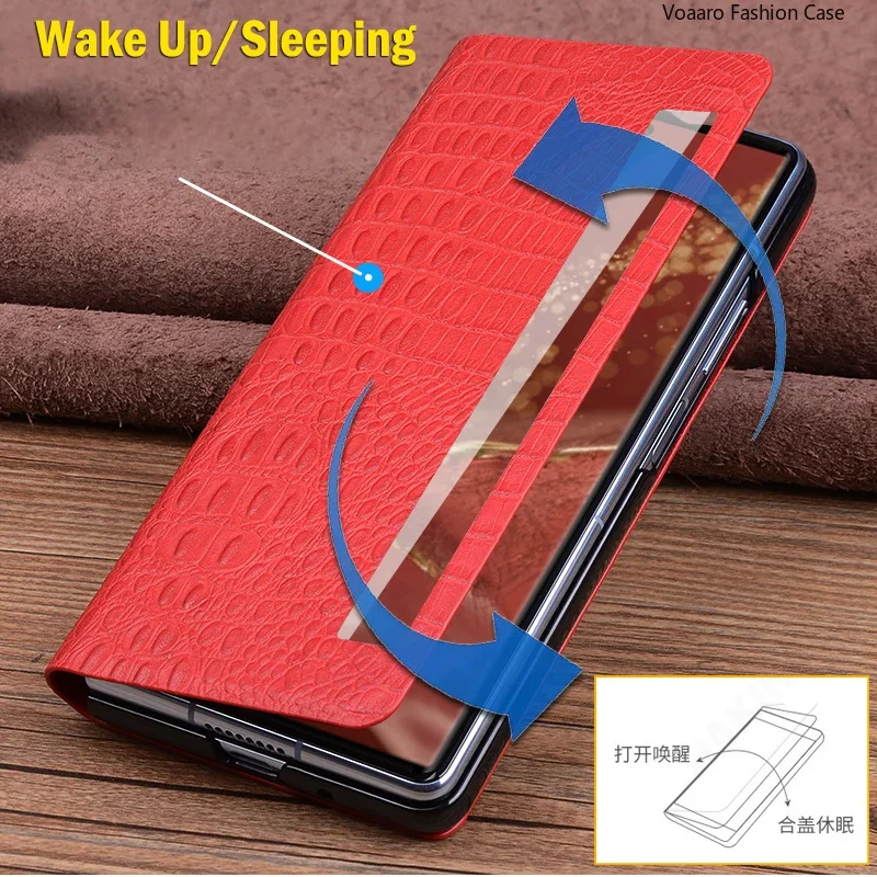 Juste en cuir véritable pour Huawei Mate XT, étui à rabat pour Huawei Mate XT, Smart Touch View Window Funda, Wake Up Sleeping Capa