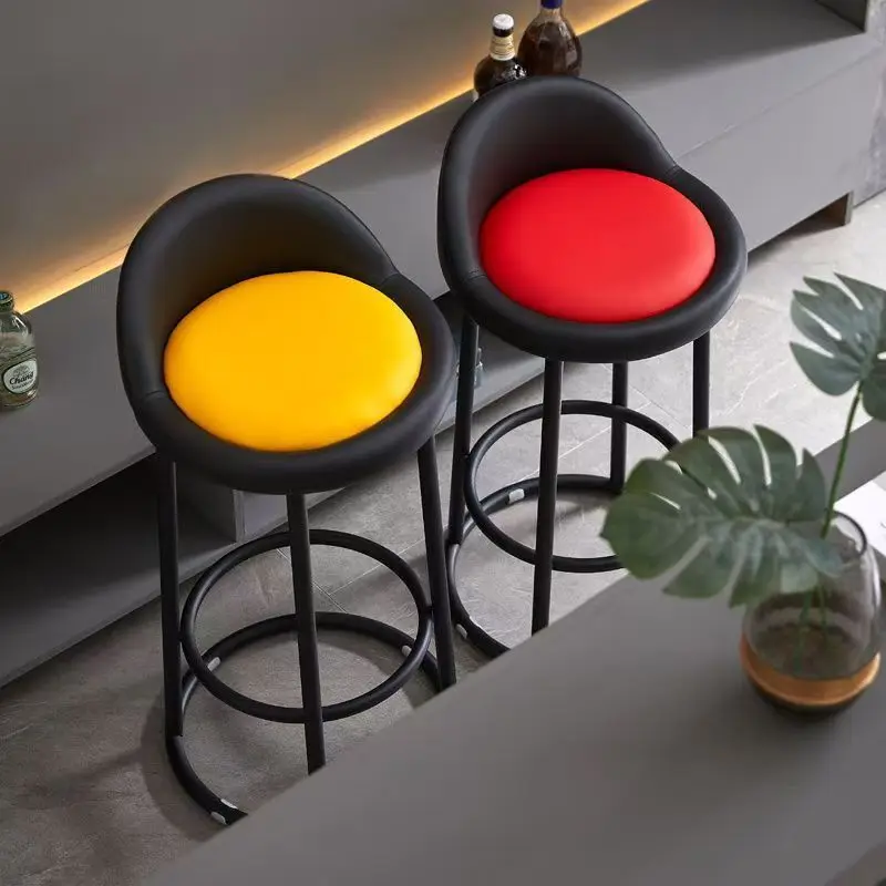 Bar chair Home backrest stool Modern simple bar stool Beauty checkout page High foot round stool