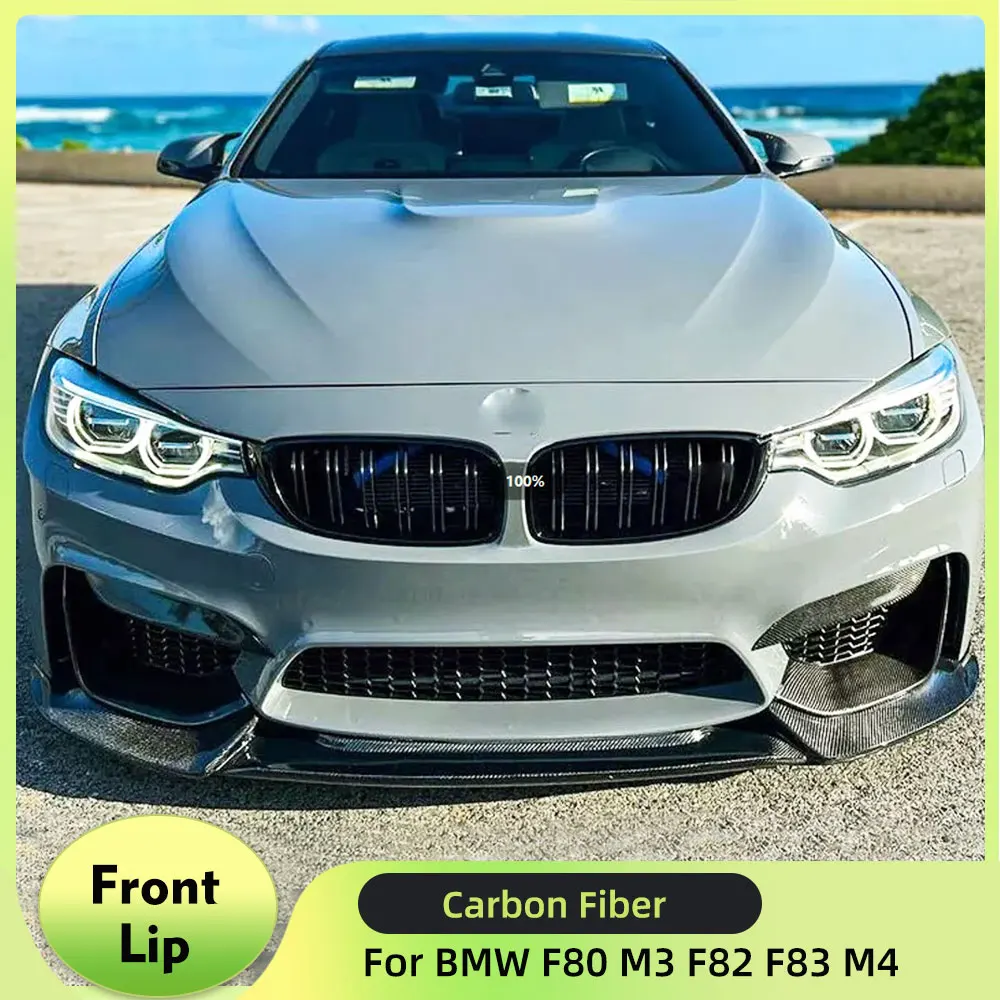 

Передний бампер из углеродного волокна для BMW F80 M3 F82 F83 M4 2014-2019, автомобильный передний спойлер, спойлер, комплекты кузова