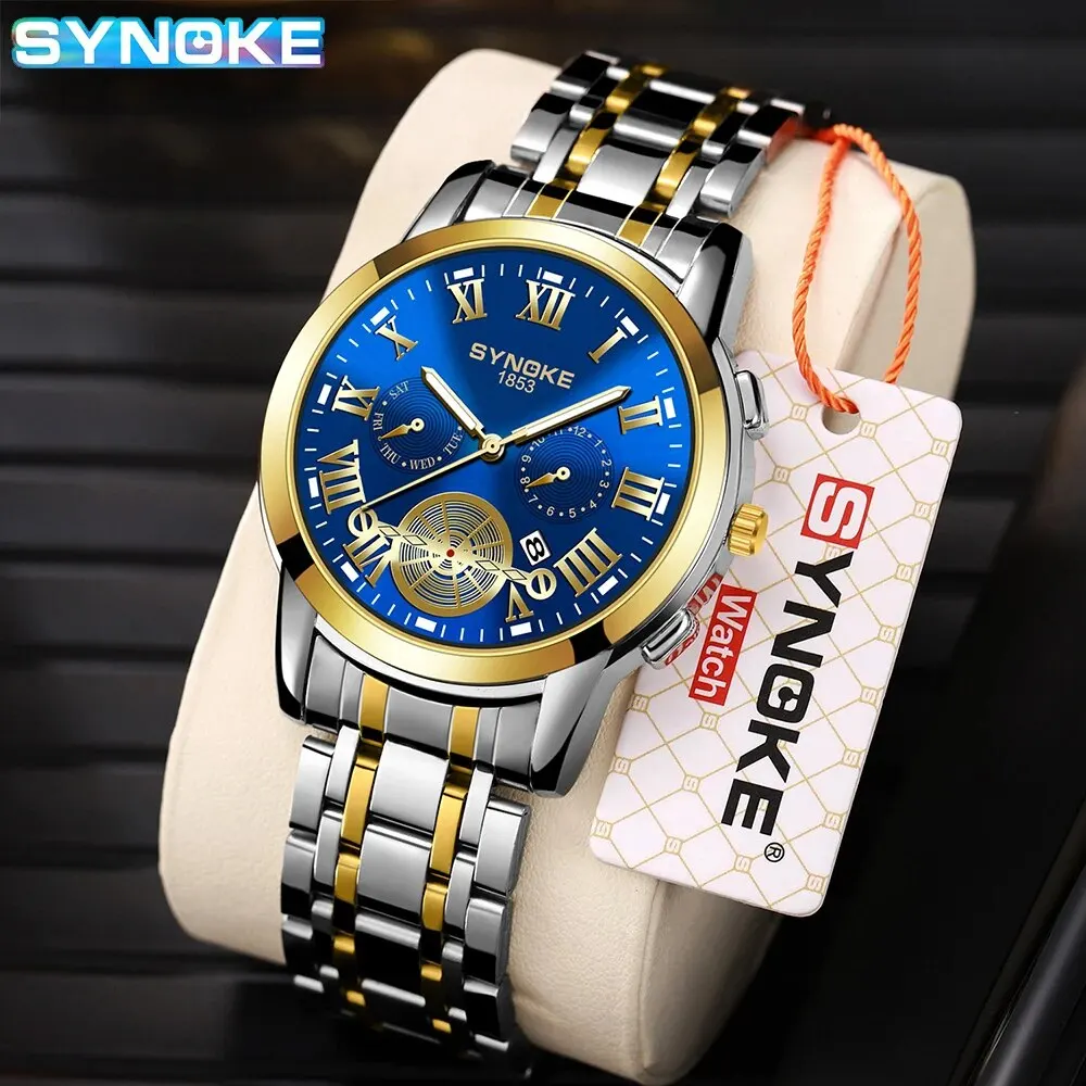 

Quartz Watch Men Non Automatic Movement Luminous Sports Waterproof Quartz Watch round Pointer Glass Calendar Business