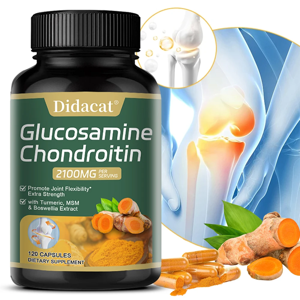 Didacat Glucosamine Chondroitin Turmeric Capsules, Relieve Joint and Knee Pain, Relieve Bone and Joint Discomfort